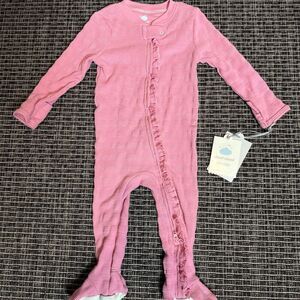 Cloud Island Baby Girl Pink Ruffled Footed One-Piece Pajama